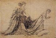 The Empress Josephine Kneeling with Mme de la Rochefoucauld and Mme de la Valette, Jacques-Louis  David